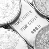 silver coins and fine silver bars
