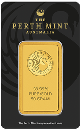 Perth Mint Kangaroo Gold Bar – 50gram