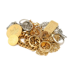 gold and silver jewelry and coins 